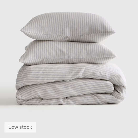 🌿NWOT QUINCE European Linen Duvet Cover Set Mist Stripe Full/Queen 5978